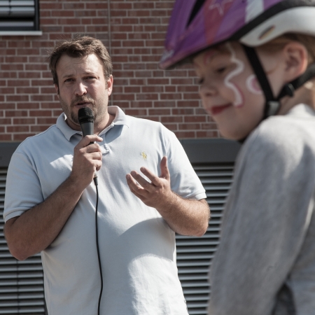 Bürgermeister Helge Zychlinski beim Fahrradaktionstag der Gemeinde Wedemark, 2018
